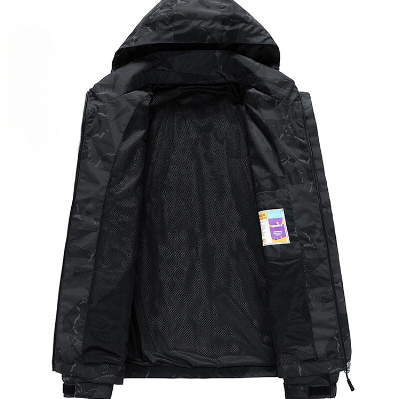 Herren Skijacke | Winterjacke mit Reißverschluss und Printmuster