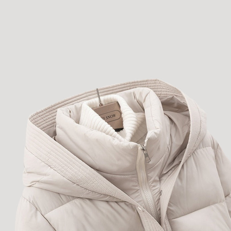 Gefütterte Jacke mit Bindegürtel für Damen | Kurze Oberbekleidung mit Kapuze