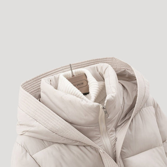 Gefütterte Jacke mit Bindegürtel für Damen | Kurze Oberbekleidung mit Kapuze