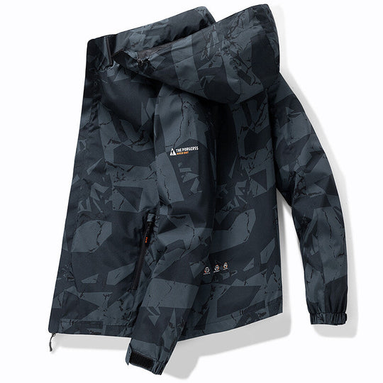 Herren Skijacke | Winterjacke mit Reißverschluss und Printmuster