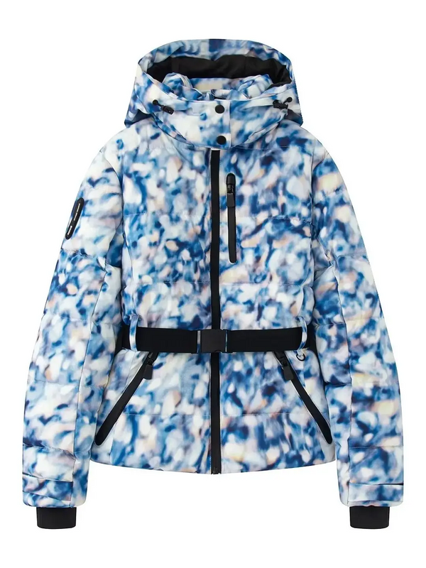 Damen Skijacke | Gesteppt Puffer mit Taillengürtel und Kapuze