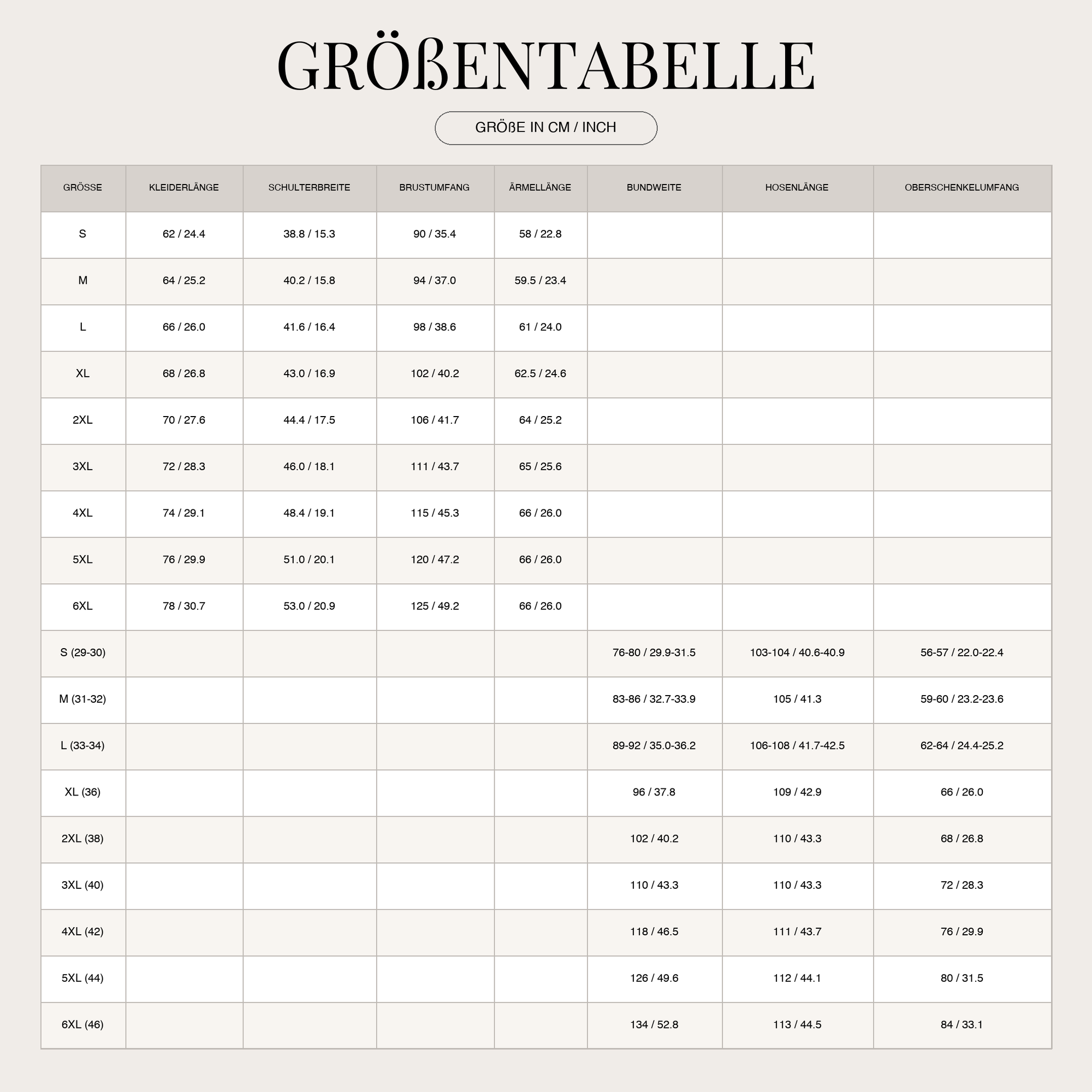 Size Chart