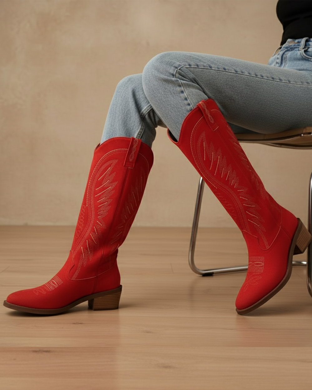 Cowboystiefel im Westernstil mit mittelhohem Blockabsatz für Damen