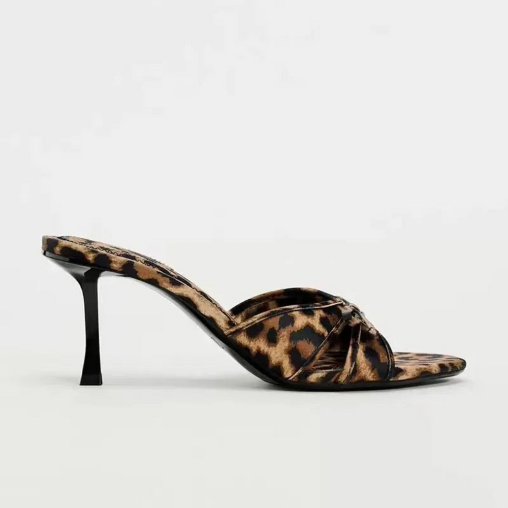 Satin-Sandalen mit Absätzen für Damen | Bogen Einzelheiten