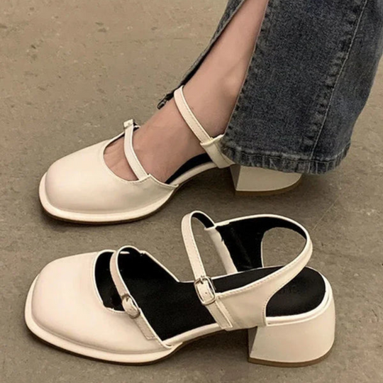 Blocksandalen für Damen | Quadratische Zehe