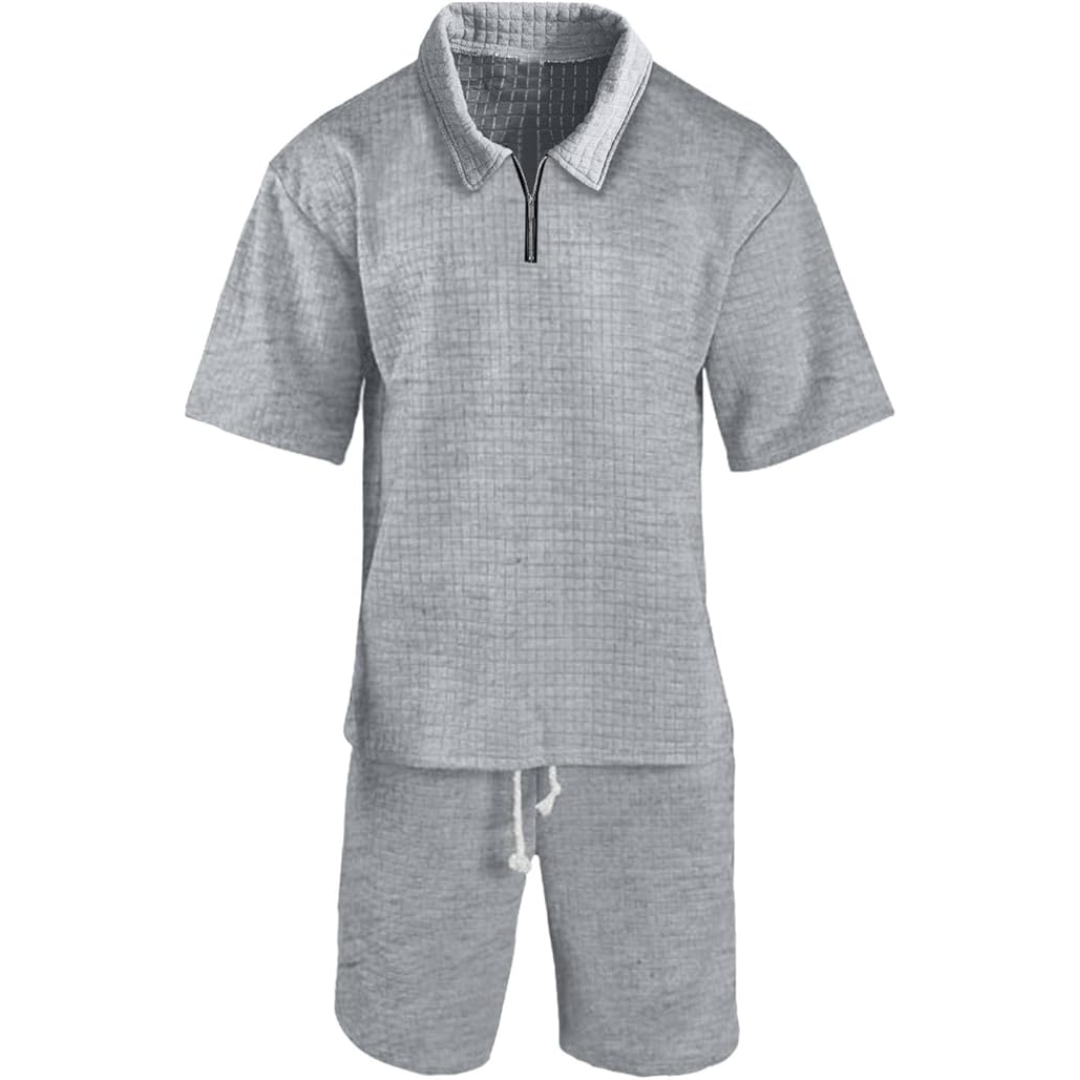 Herren Waffelstrick Kurz Set | Zweiteilig