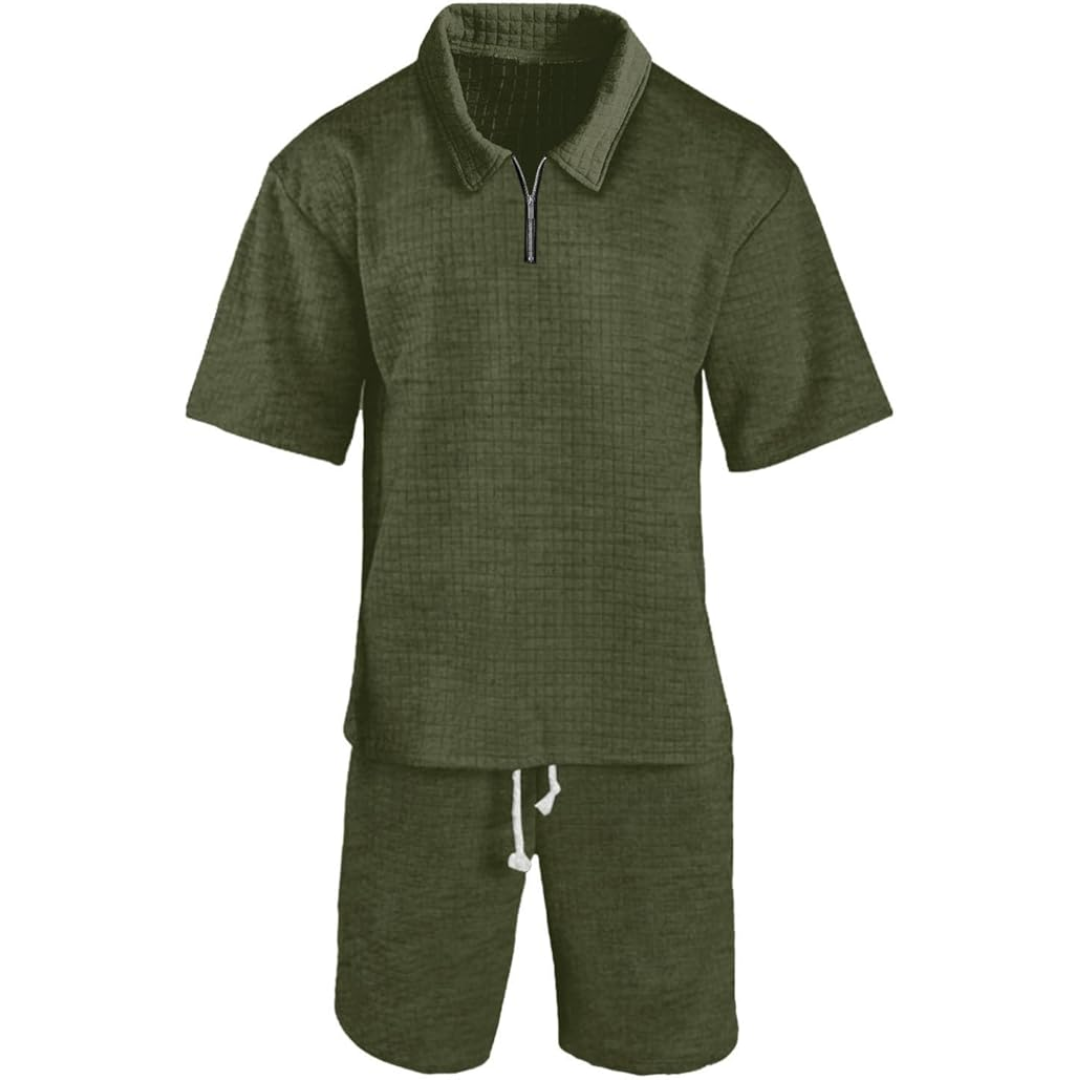 Herren Waffelstrick Kurz Set | Zweiteilig