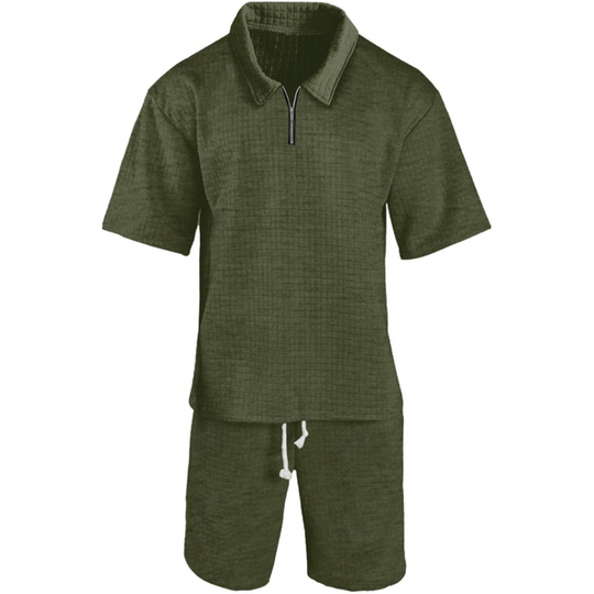 Herren Waffelstrick Kurz Set | Zweiteilig