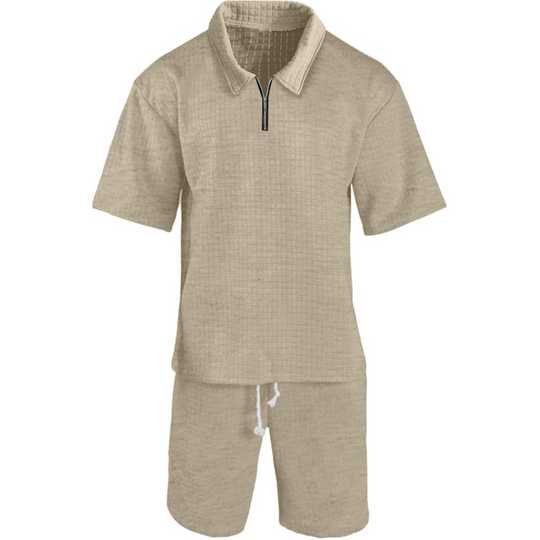 Herren Waffelstrick Kurz Set | Zweiteilig