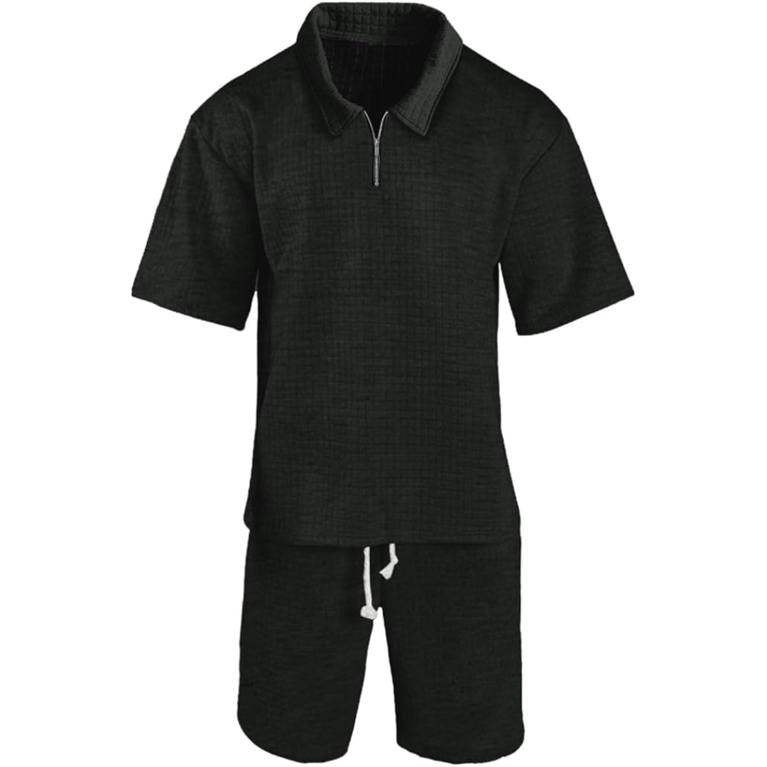 Herren Waffelstrick Kurz Set | Zweiteilig