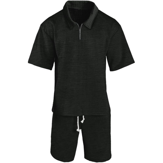 Herren Waffelstrick Kurz Set | Zweiteilig