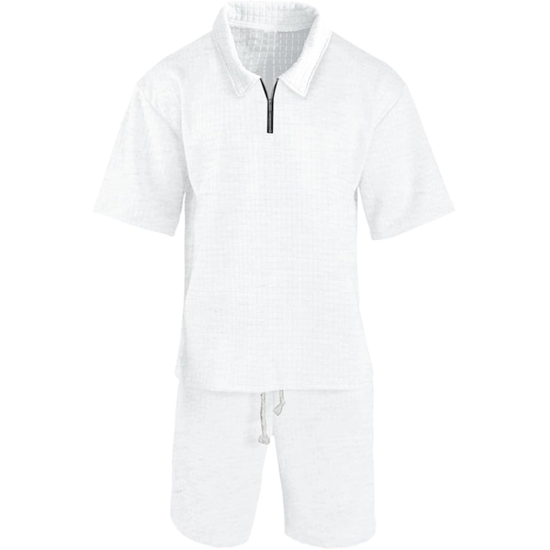 Herren Waffelstrick Kurz Set | Zweiteilig