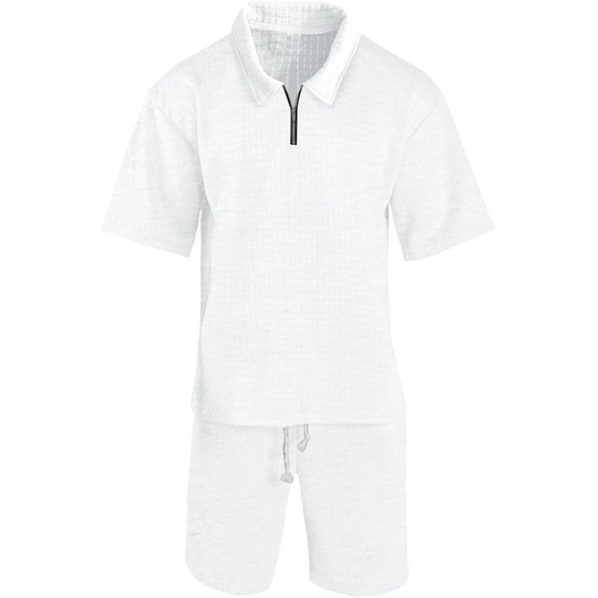 Herren Waffelstrick Kurz Set | Zweiteilig