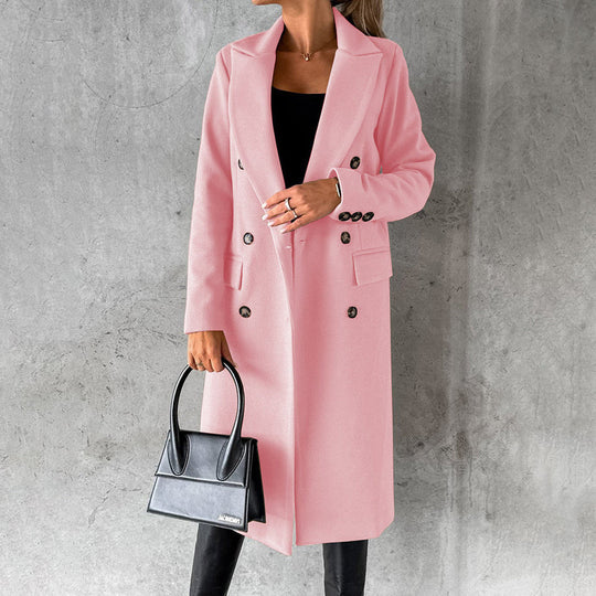 Damen Wintermantel | Eleganter langer Zweireiher-Mantel