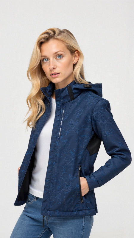 Bedruckte Draußen-Jacke mit Kapuze für Damen | Leichter, lässiger Windbreaker
