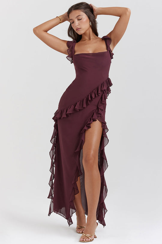 Ärmelloses Kleid mit Rüschen | Midi