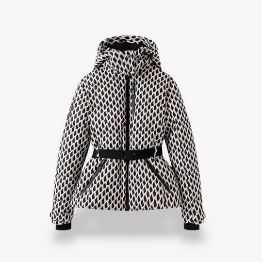 Damen-Pufferjacke mit Gürtel und Kapuze | gesteppt