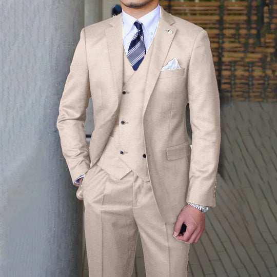 Herren Schlanke Passform Dreiteiliger Anzug | Business- und Hochzeitsoutfit