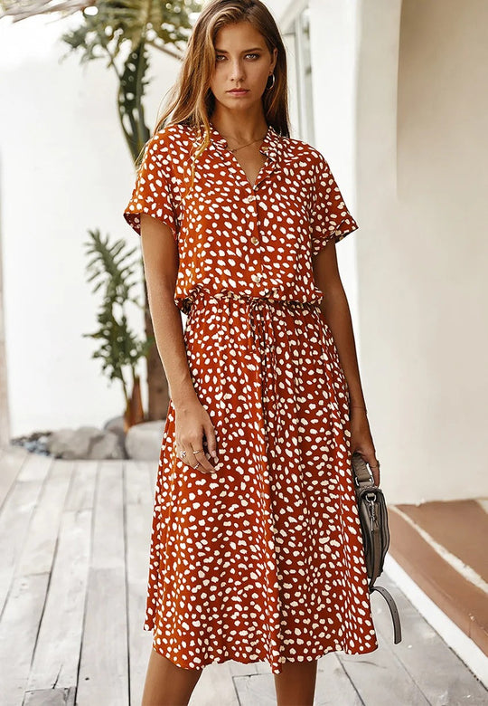Damen Kleid mit Kordelzug | Midi