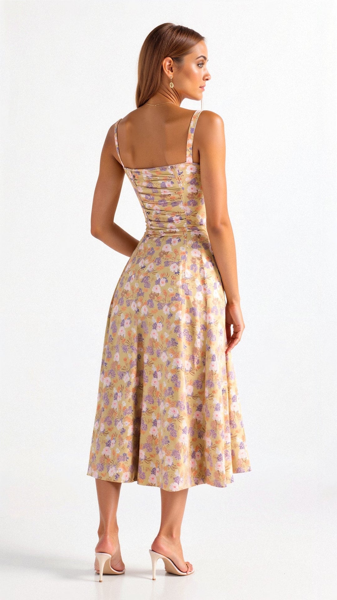 Damen Sweetheart Ausschnitt Blumen Kleid | Midi