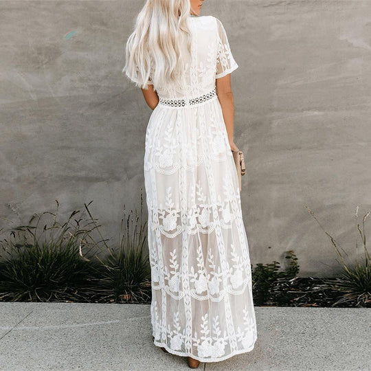 Damen Sommer Spitzenkleid | Maxi
