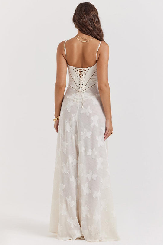 Damen Spitze Korsett Rücken Kleid | Maxi