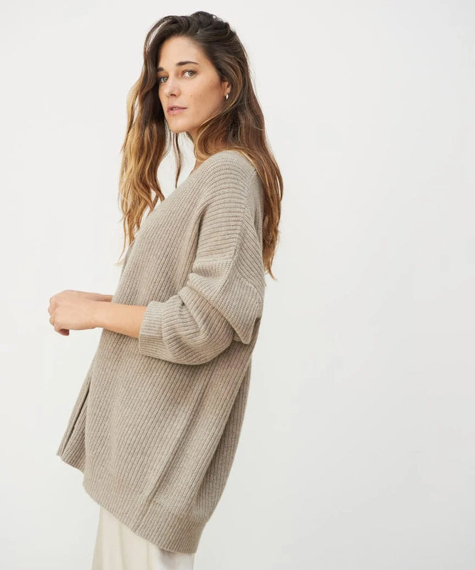 Damen Strickjacke mit V-Ausschnitt | Überdimensionale