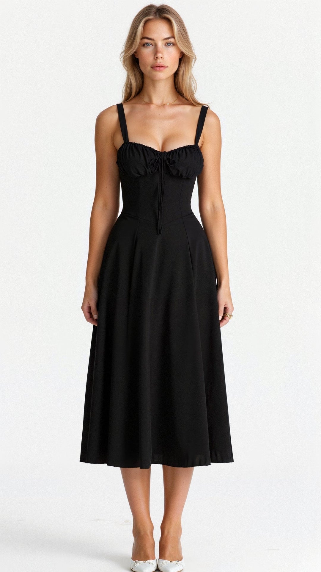 Damen Sweetheart Ausschnitt Blumen Kleid | Midi