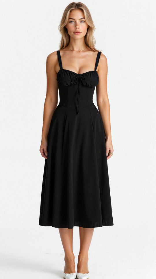 Damen Sweetheart Ausschnitt Blumen Kleid | Midi