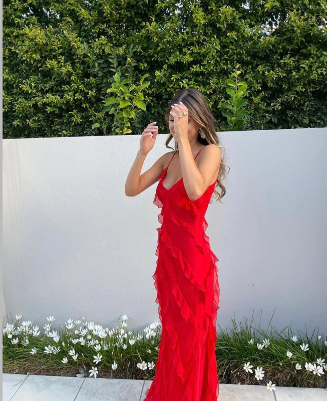 Elegantes Maxikleid für Damen | Rüschen