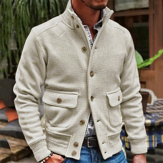 Strickjacke mit Knöpfen für Herren | Cardigan mit Stehkragen