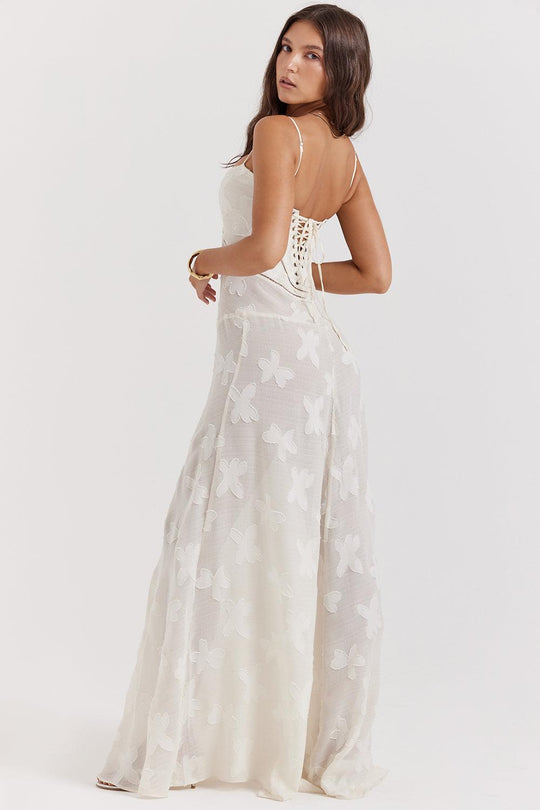 Damen Spitze Korsett Rücken Kleid | Maxi