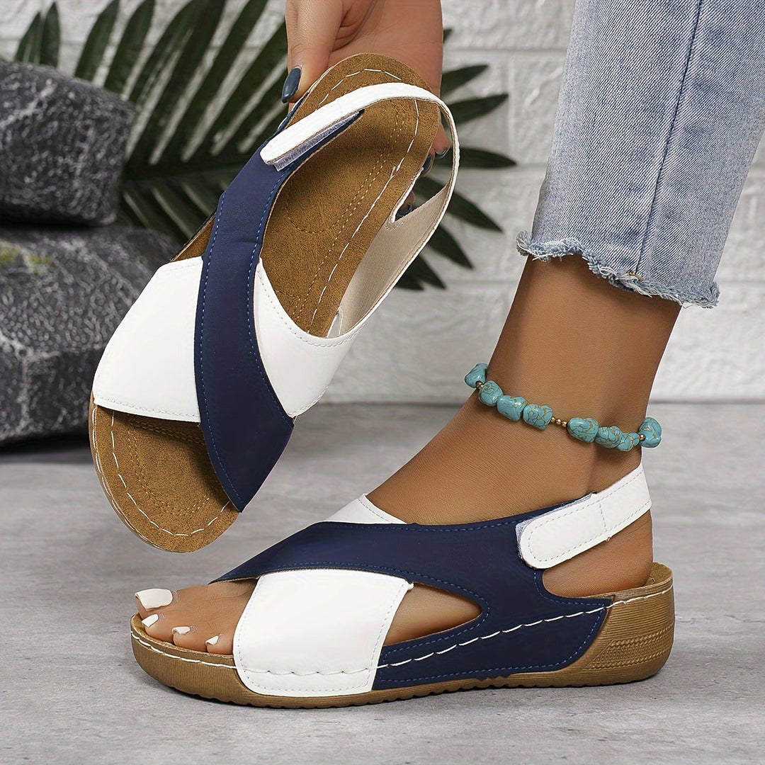 Niedrige Keilsandalen für Damen | Klettverschluss