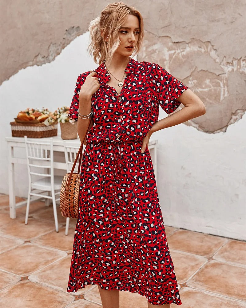 Damen Kleid mit Kordelzug | Midi