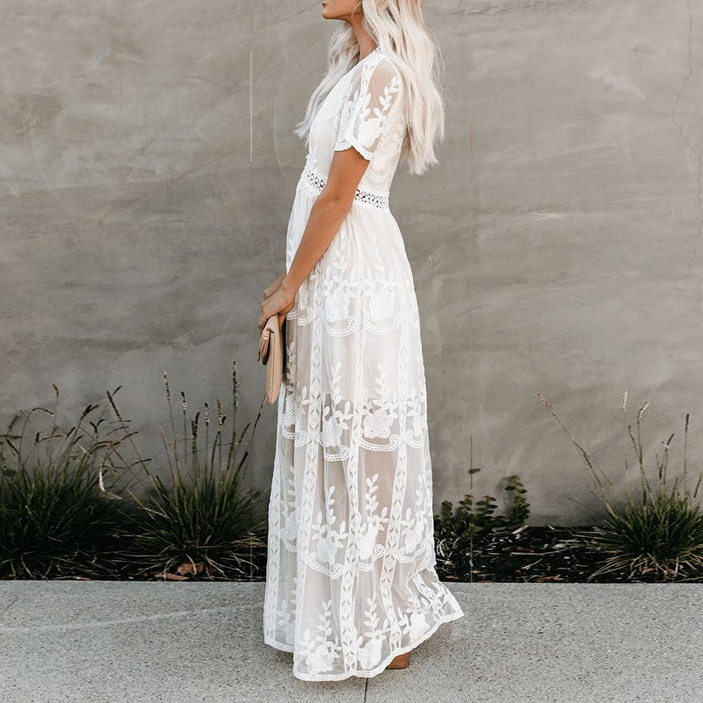 Damen Sommer Spitzenkleid | Maxi