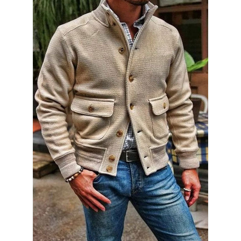 Strickjacke mit Knöpfen für Herren | Cardigan mit Stehkragen