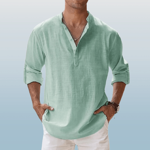 Langärmeliges Henley-Hemd für Herren | Normale Passform