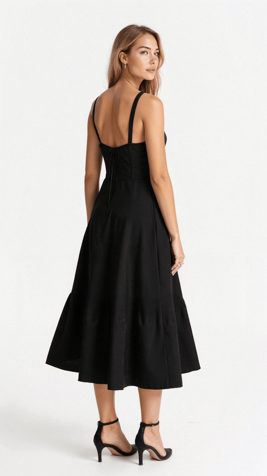 Damen Sweetheart Ausschnitt Blumen Kleid | Midi