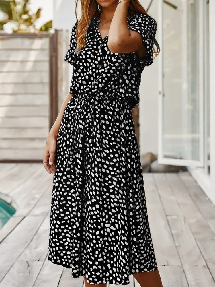 Damen Kleid mit Kordelzug | Midi