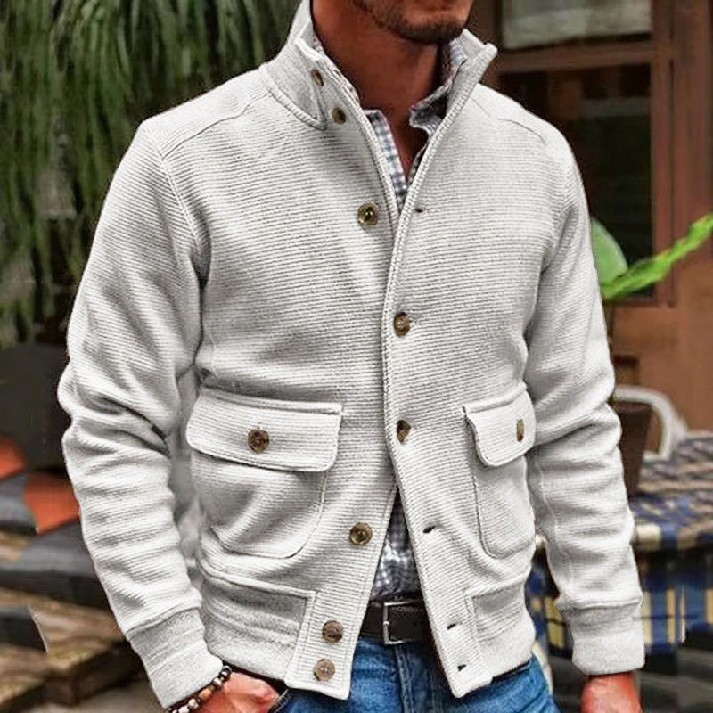 Strickjacke mit Knöpfen für Herren | Cardigan mit Stehkragen