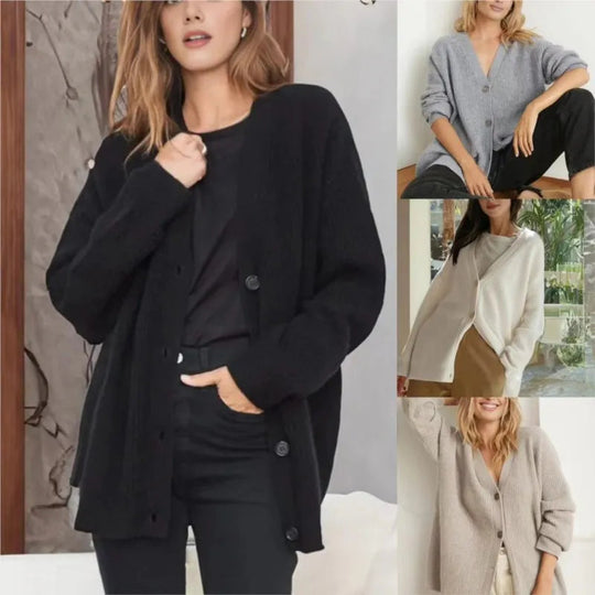 Damen Strickjacke mit V-Ausschnitt | Überdimensionale