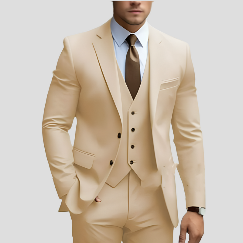 Dreiteiliger Schlanke Passform Anzug für Herren | Formales Hochzeits- und Business-Outfit
