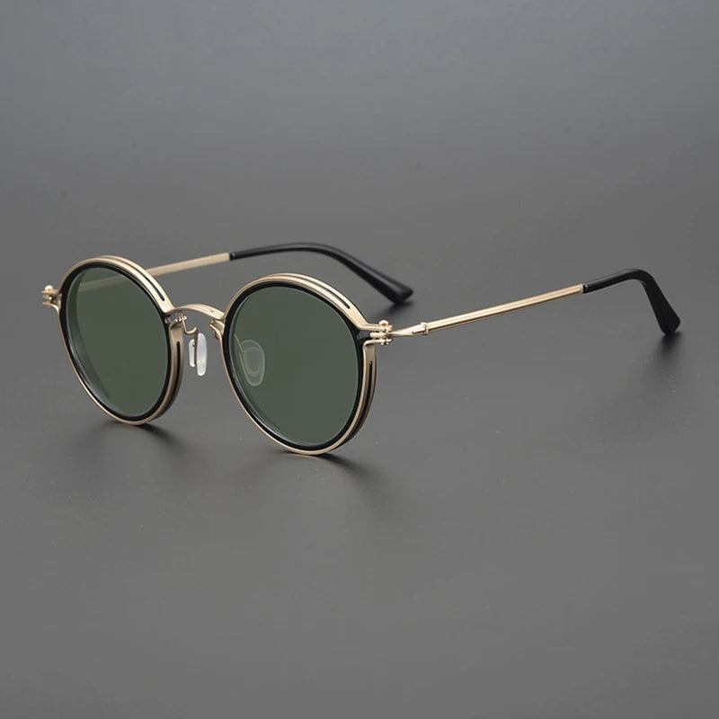 Weinlese-inspirierte Herren-Sonnenbrille | Rund