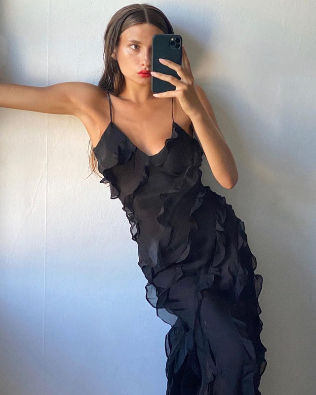 Elegantes Maxikleid für Damen | Rüschen