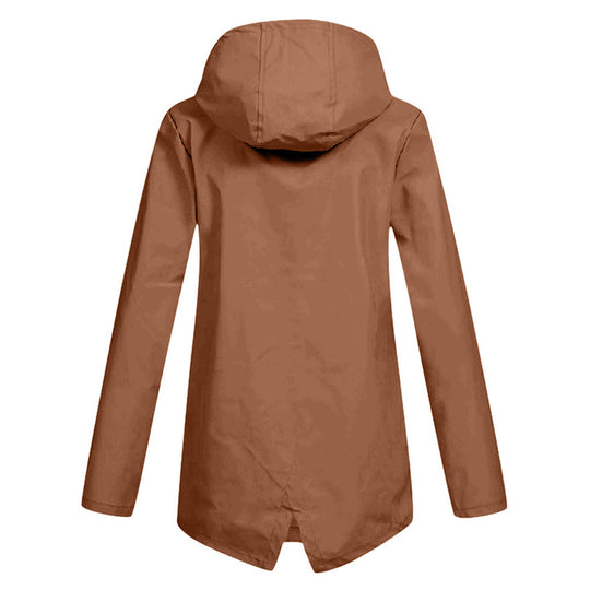 Langer Regenmantel mit Kapuze für Damen | Leichte Draußen-Bekleidung