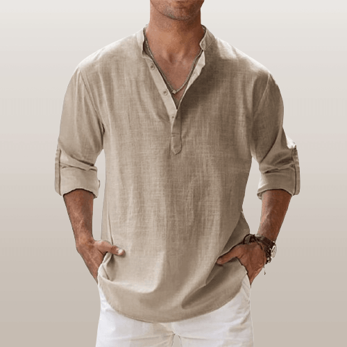 Langärmeliges Henley-Hemd für Herren | Normale Passform
