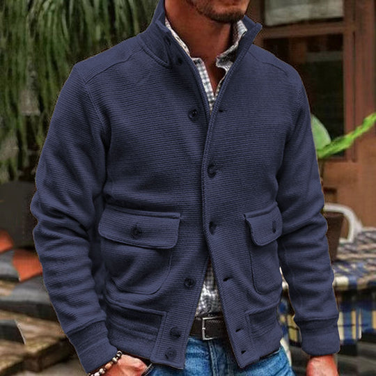 Strickjacke mit Knöpfen für Herren | Cardigan mit Stehkragen