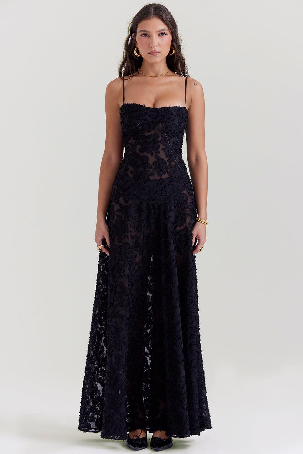 Damen Spitze Korsett Rücken Kleid | Maxi