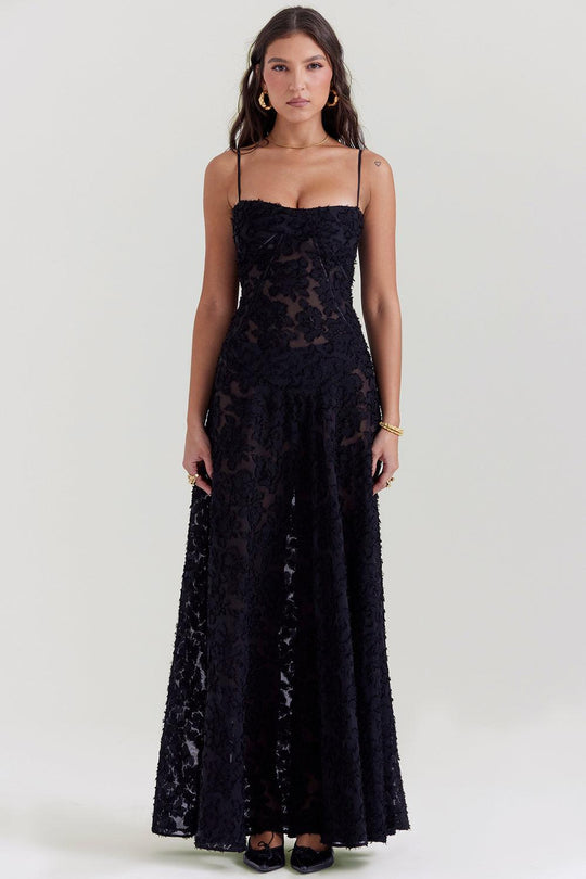 Damen Spitze Korsett Rücken Kleid | Maxi