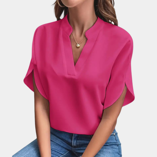 Damen Kurzarm Sommerbluse | V-Ausschnitt